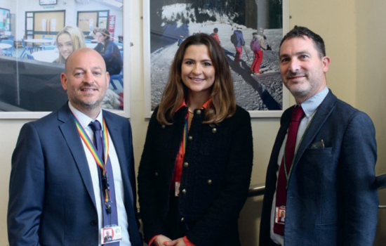 A photo of Gillingham School's Sixth Form leadership team: Head of Year 12 Mr A Newman, Head of Sixth Form Mrs O Worthington-Richards, , and Head of Year 13 Mr M Lake.